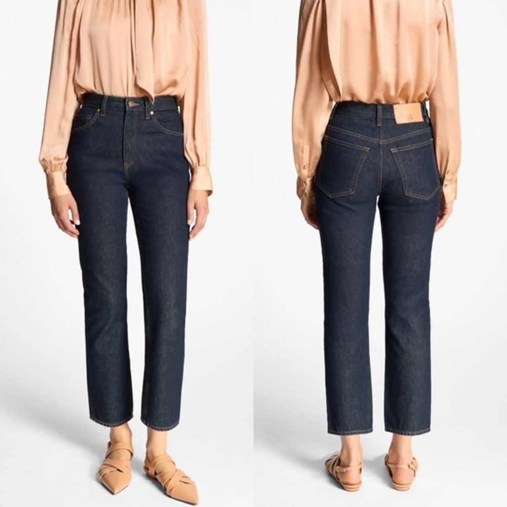Ulla Johnson NWOT Agnes High Waist Blue Straight Leg Cropped Jeans 27
